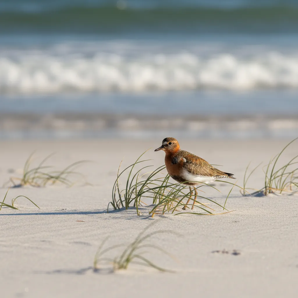 New Zealand Dotterel nesting on the sand spit at Goat Island NZ
