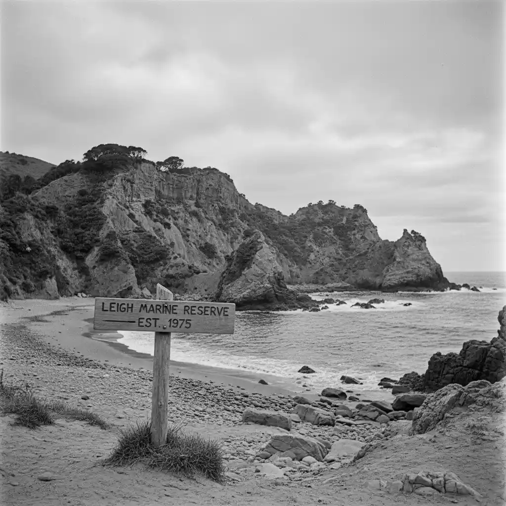 Historical coastline of Goat Island Marine Reserve in the 1970s