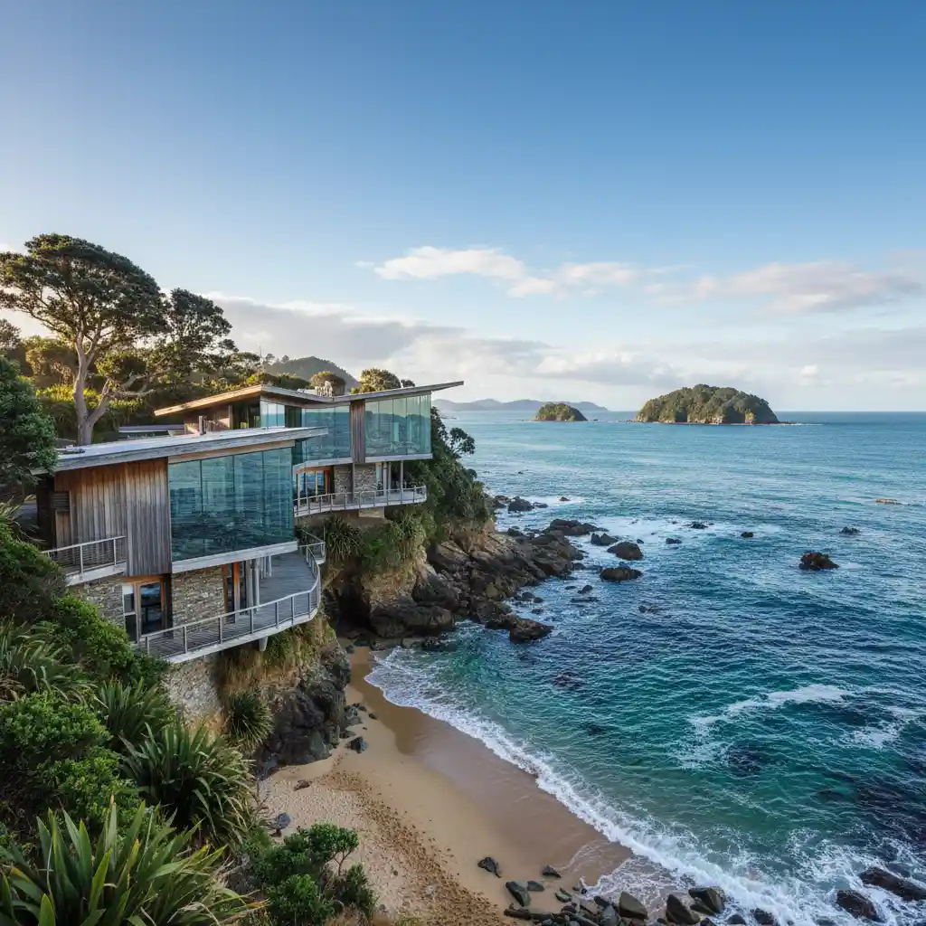 Exterior view of the Leigh Marine Laboratory and Visitor Centre overlooking the ocean