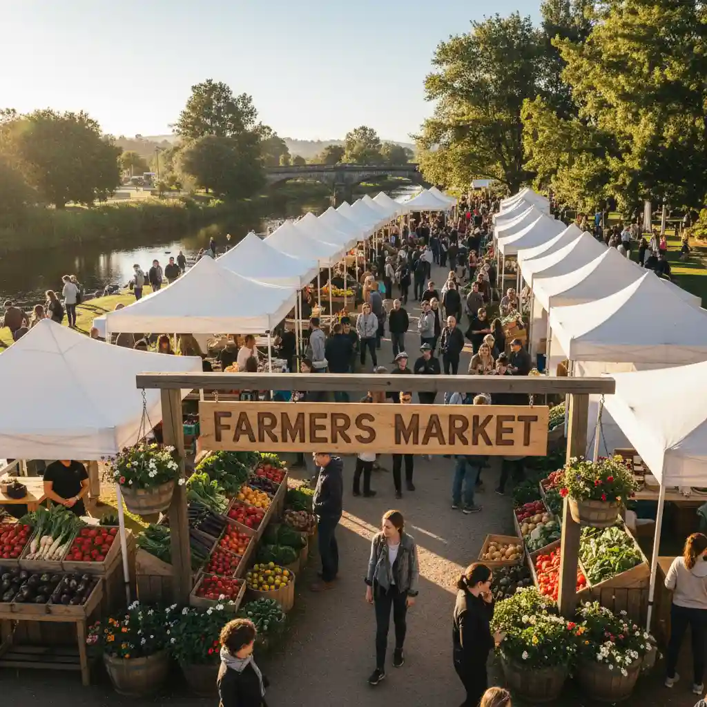Matakana Farmers Market bustling with visitors and fresh produce