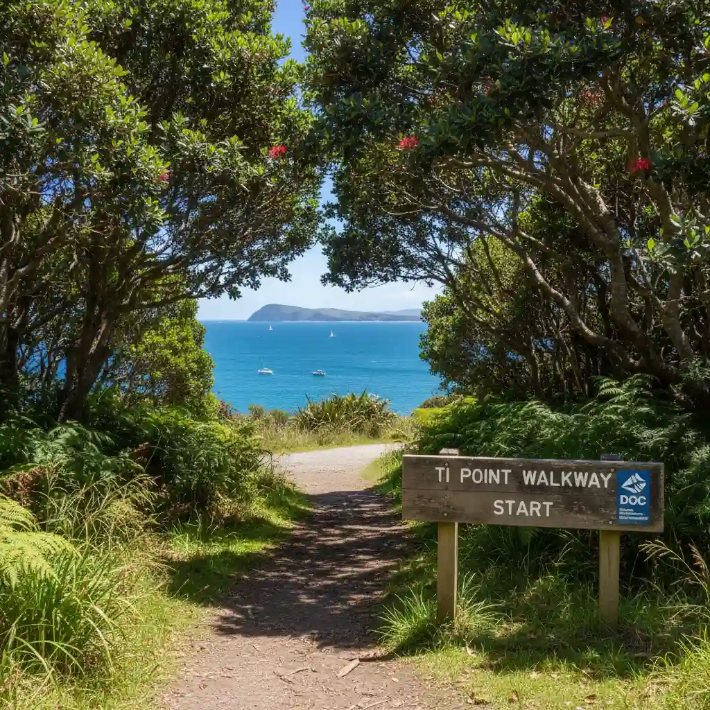 Ti Point Walkway entrance sign near Leigh