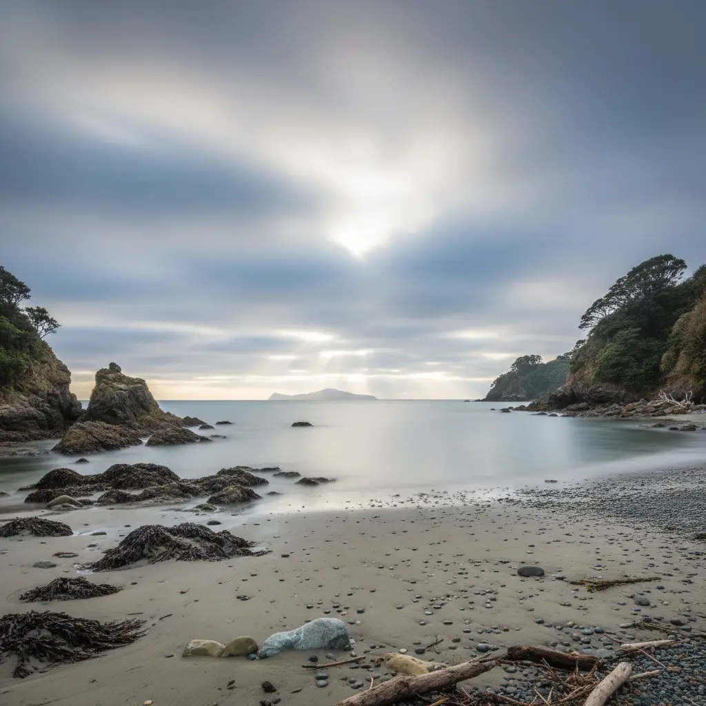 Goat Island Marine Reserve empty beach in winter