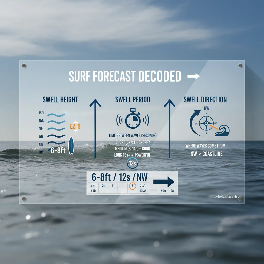 Guide on reading marine swell forecast charts including height and period