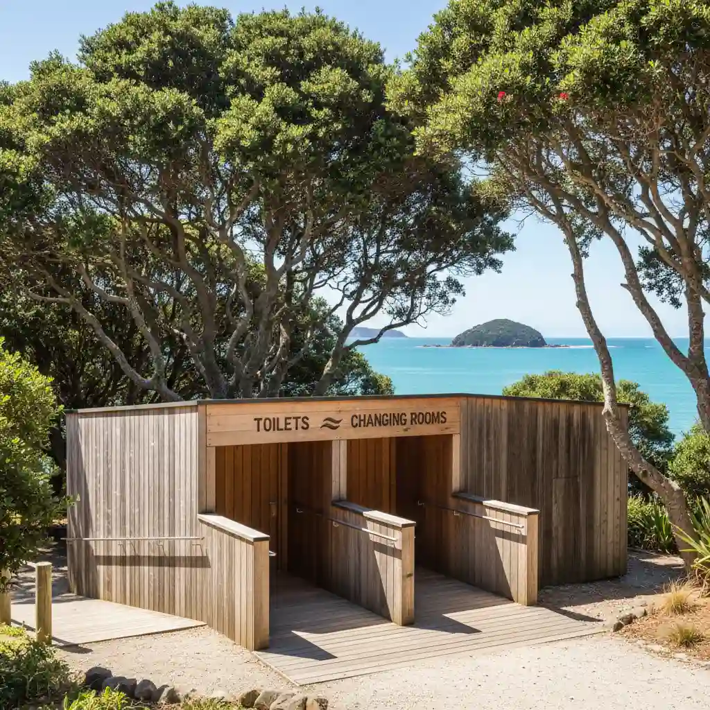 Goat Island amenity block featuring toilets and changing rooms