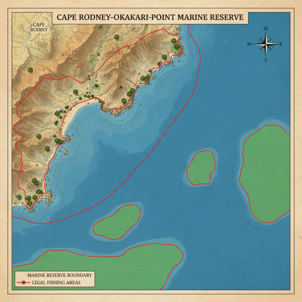 Map of Goat Island Marine Reserve fishing boundaries