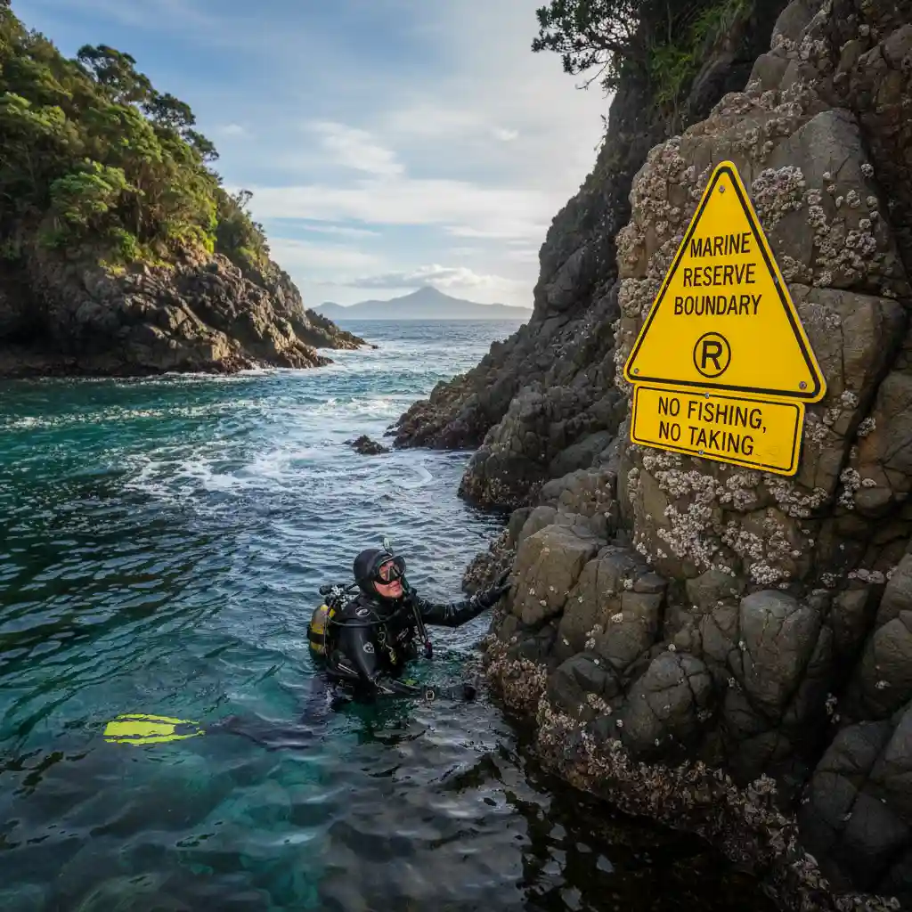 Marine Reserve Boundary Marker near Leigh