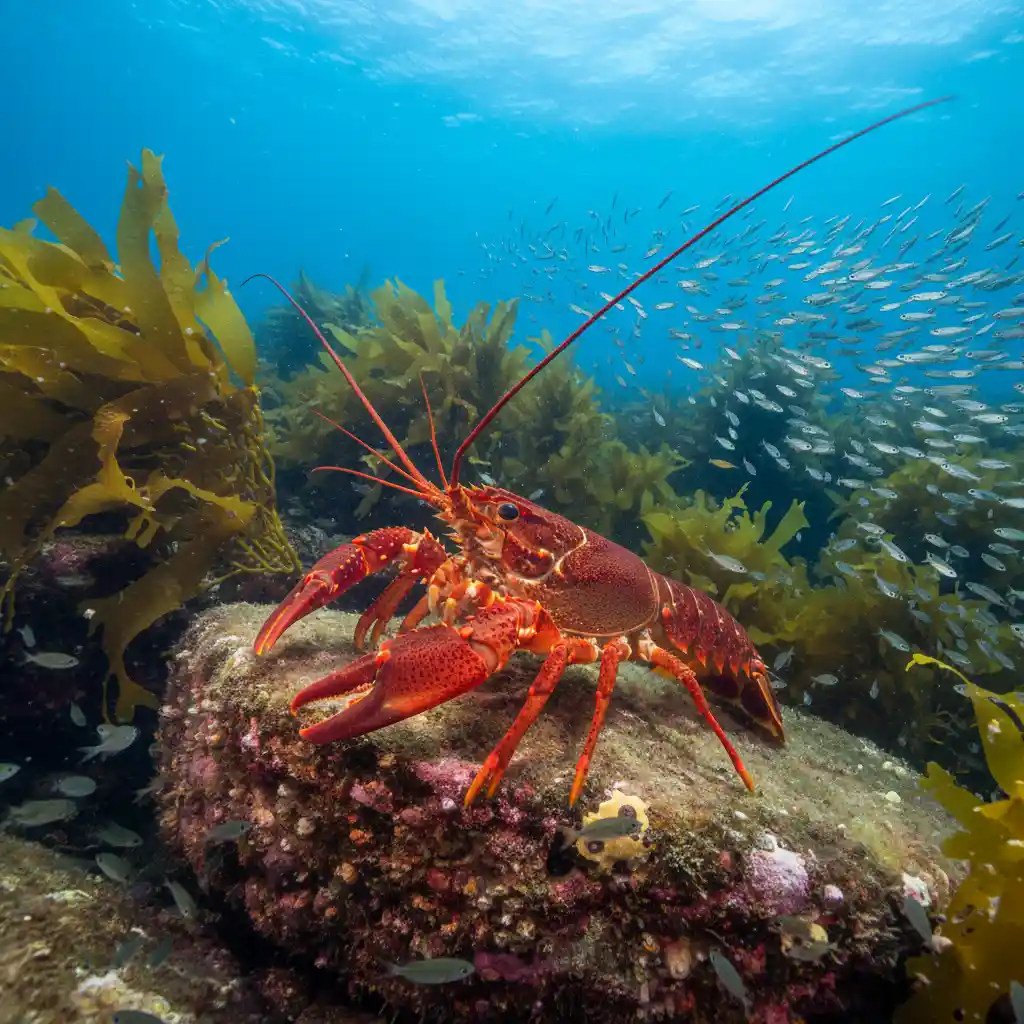 Large protected crayfish in NZ marine reserve habitat