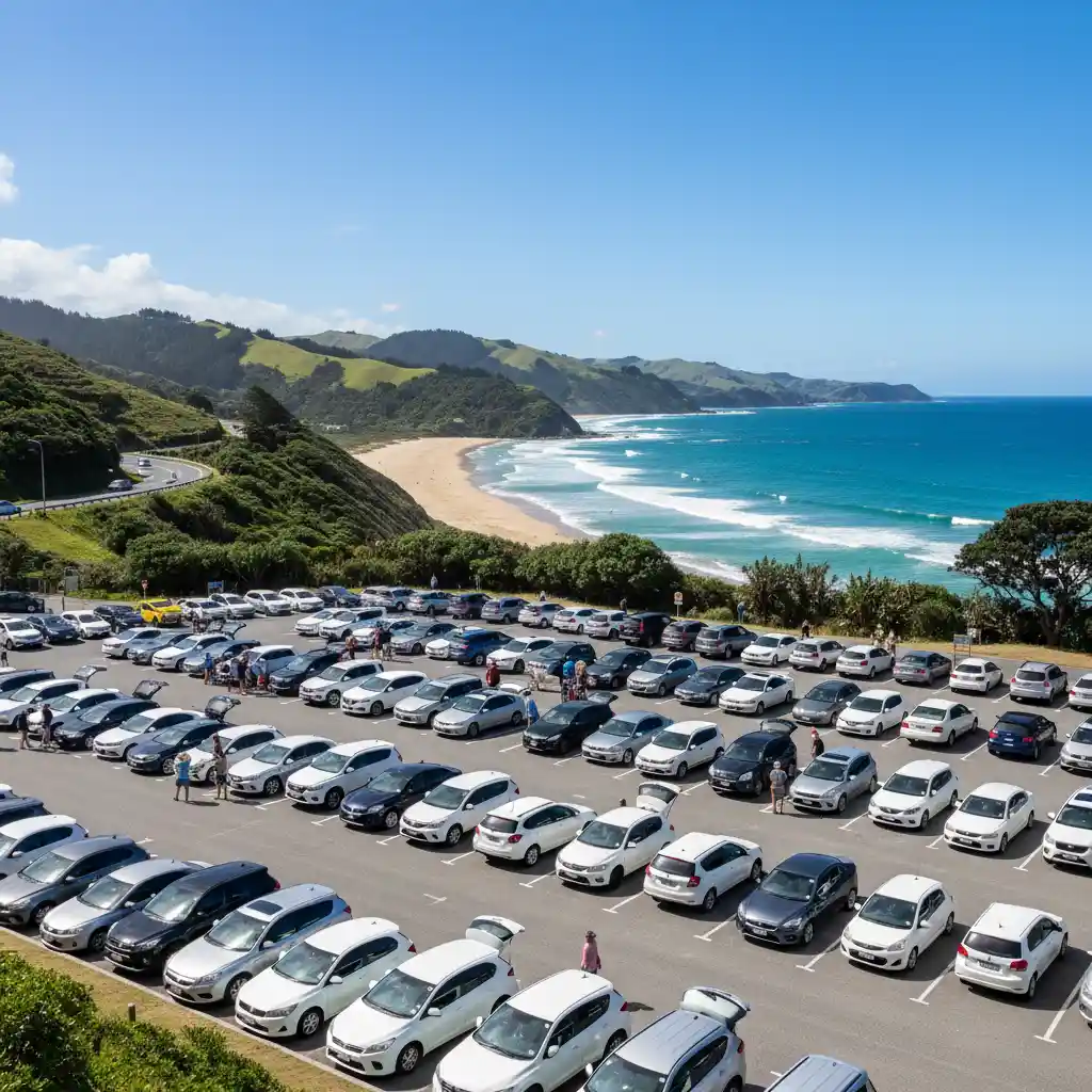 Summer parking congestion at Goat Island Marine Reserve