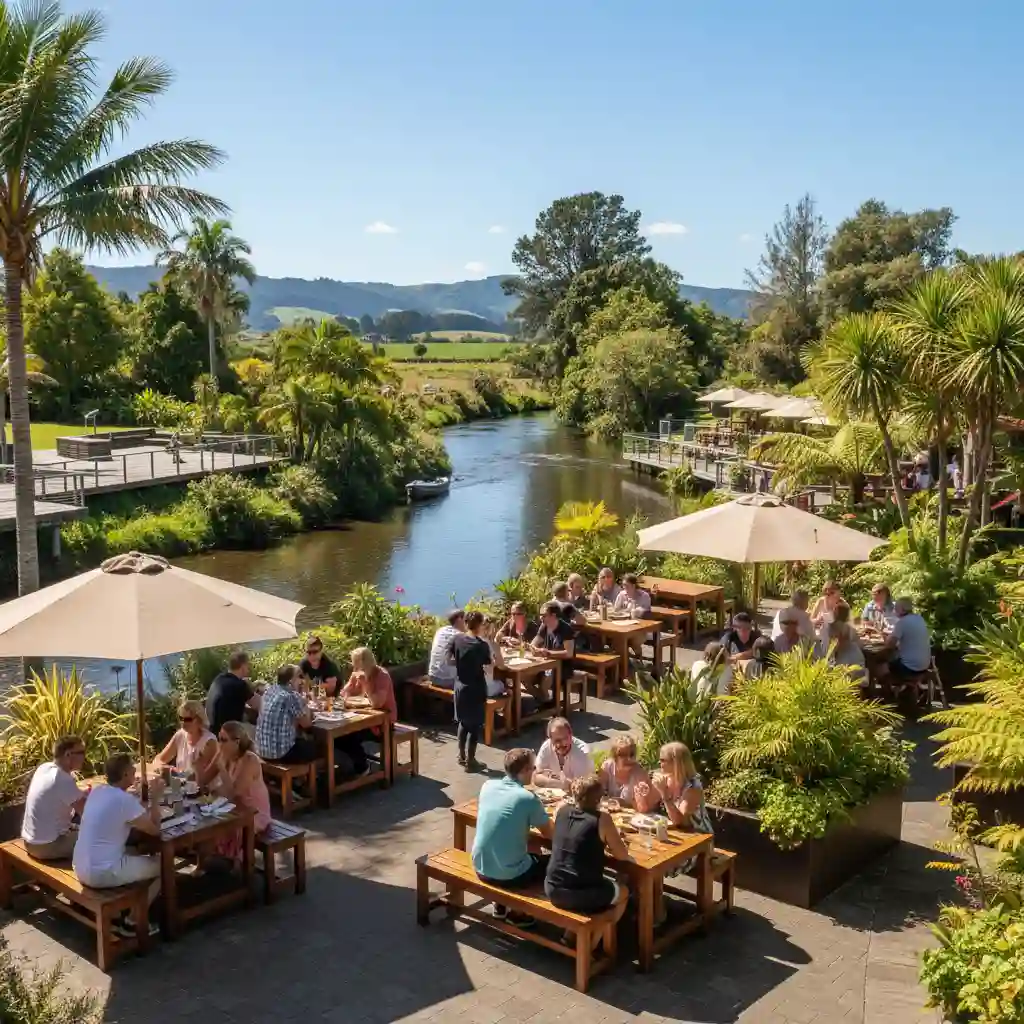 Riverside dining at Matakana Market Kitchen
