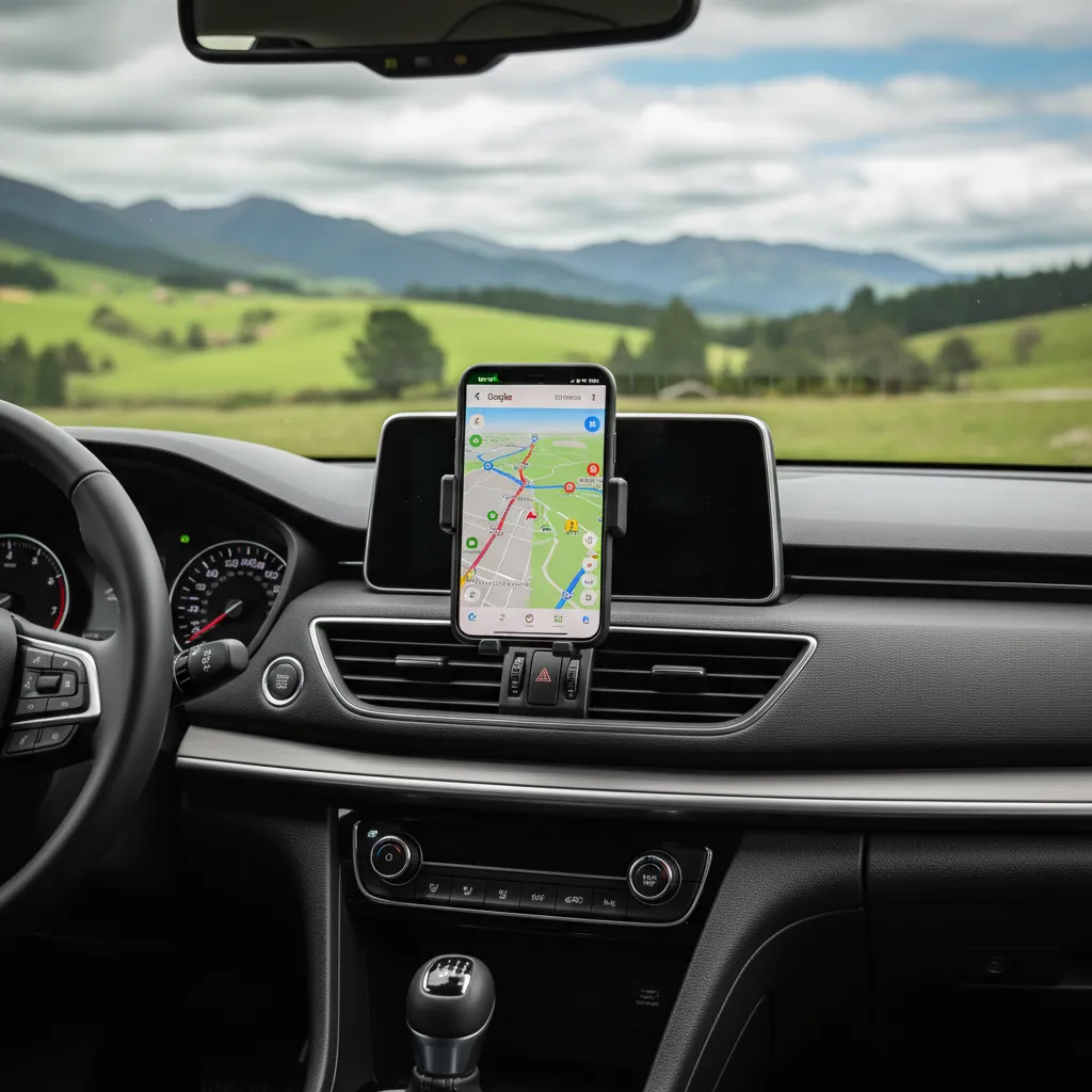 Smartphone displaying navigation apps for traffic avoidance