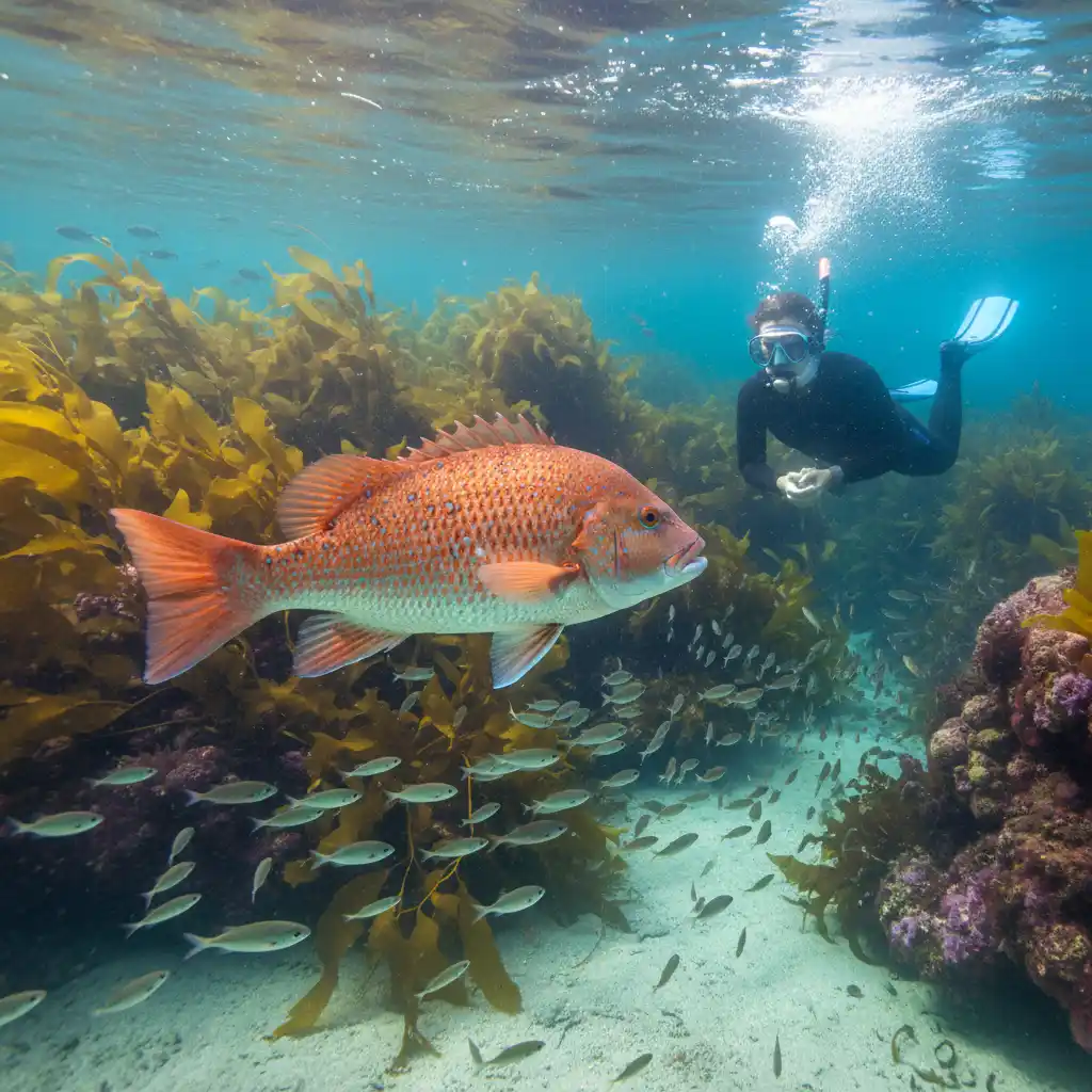 Snorkeling with snapper at Goat Island Marine Reserve
