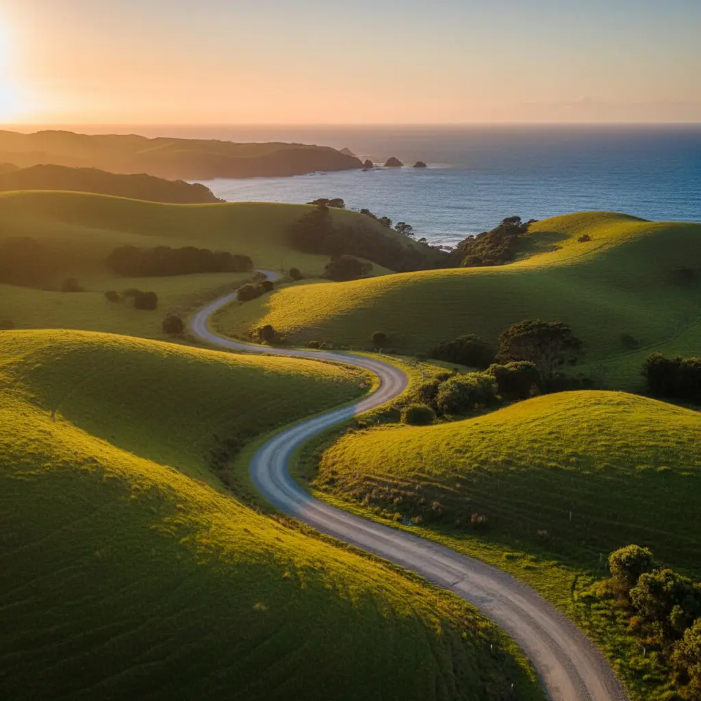 The gravel road leading into Tawharanui Regional Park