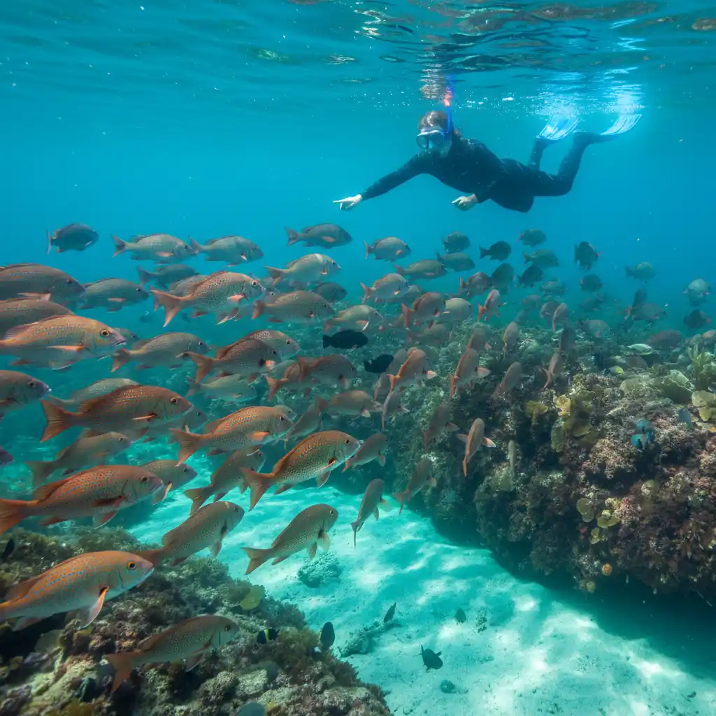 Snorkeling with snapper at Goat Island Marine Reserve