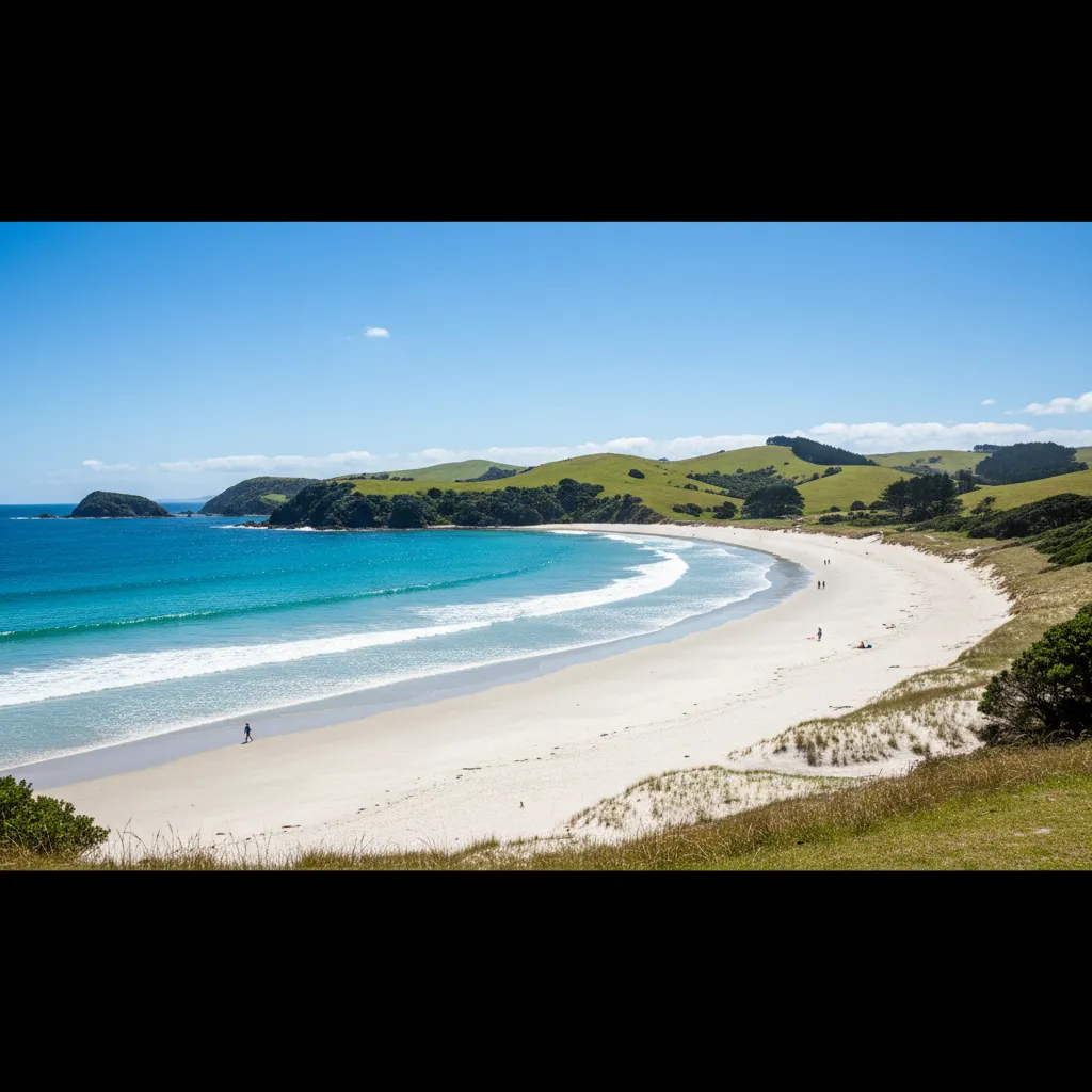 Scenic view of Anchor Bay Tawharanui Regional Park