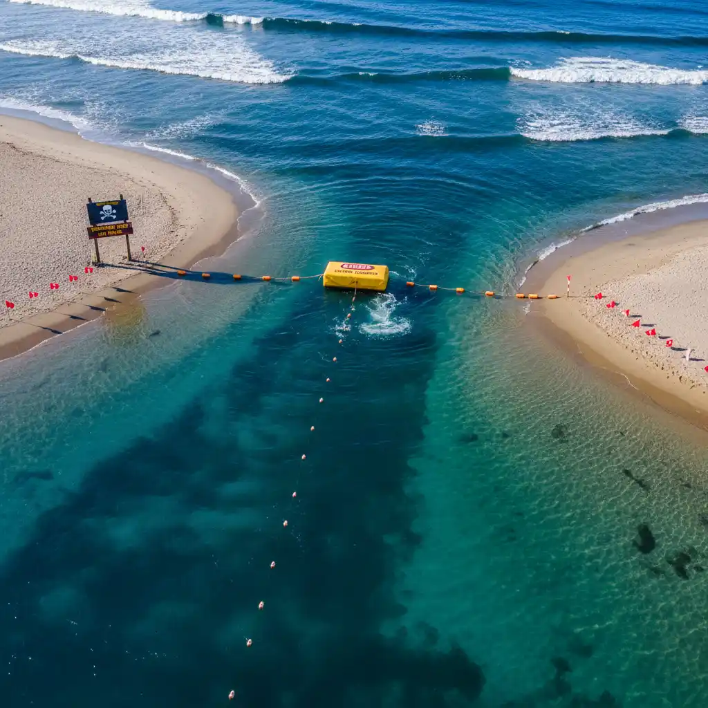 Aerial view of the channel currents at Goat Island Marine Reserve