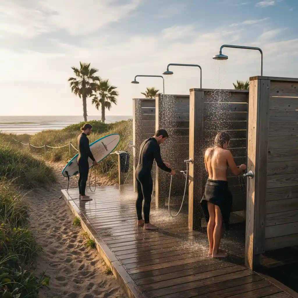 Outdoor cold showers at Goat Island Marine Reserve