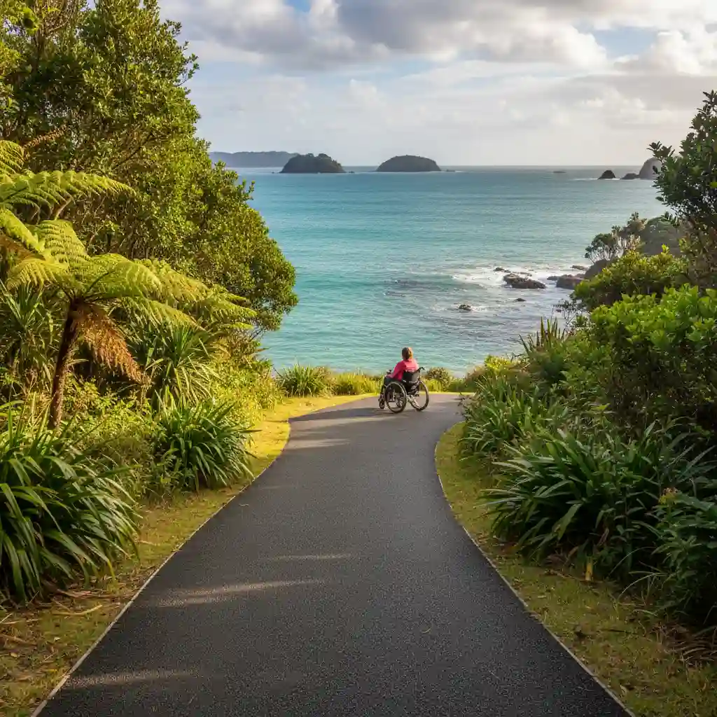 Paved wheelchair accessible path leading to the lookout at Goat Island