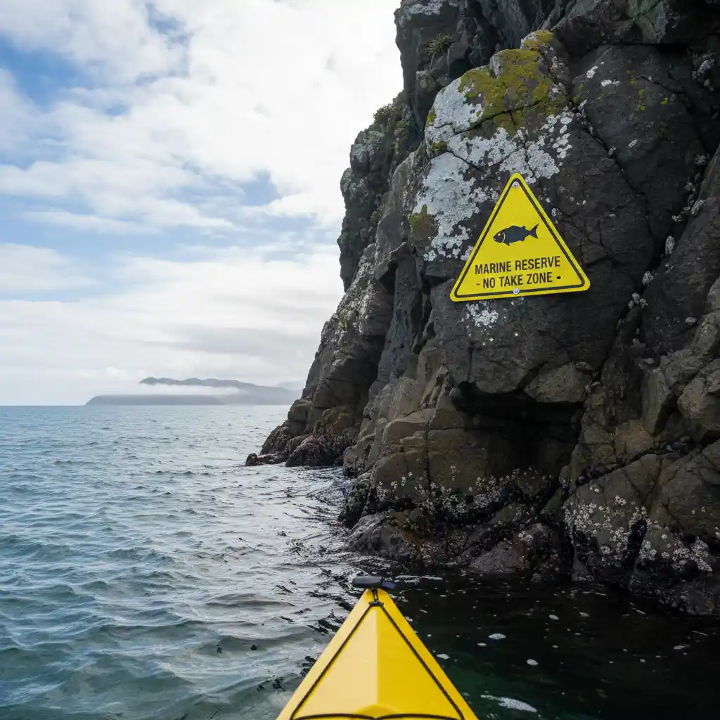 Marine Reserve boundary markers at Leigh