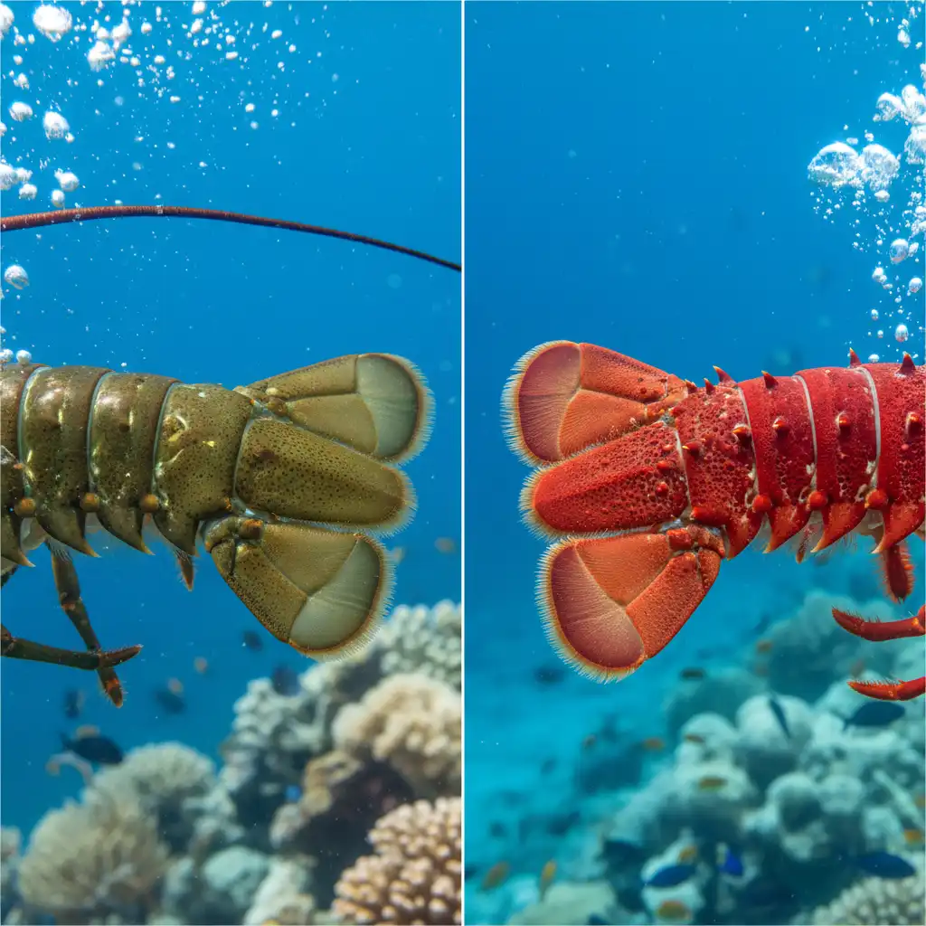 Packhorse crayfish vs Red crayfish visual comparison