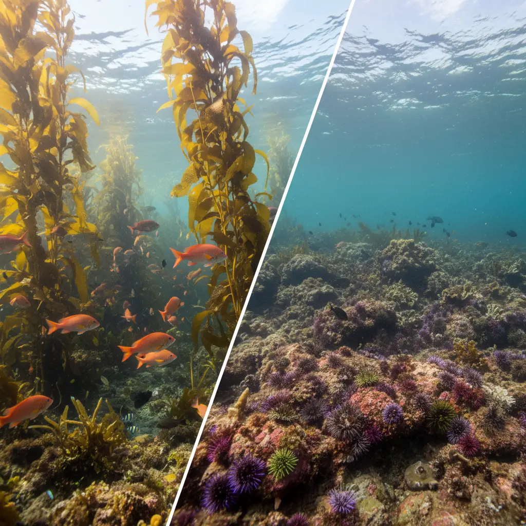 Comparison of healthy kelp forest vs urchin barren