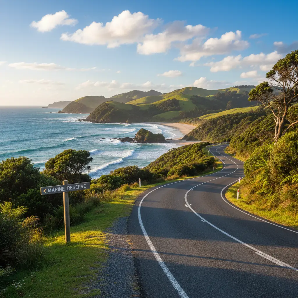 Coastal road leading to Goat Island Marine Reserve