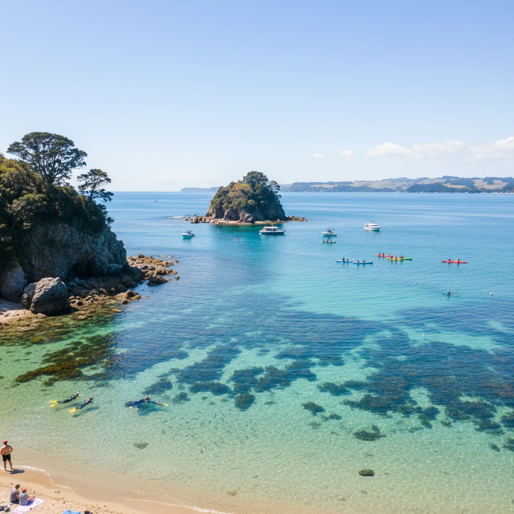 Snorkelers at Goat Island Marine Reserve New Zealand