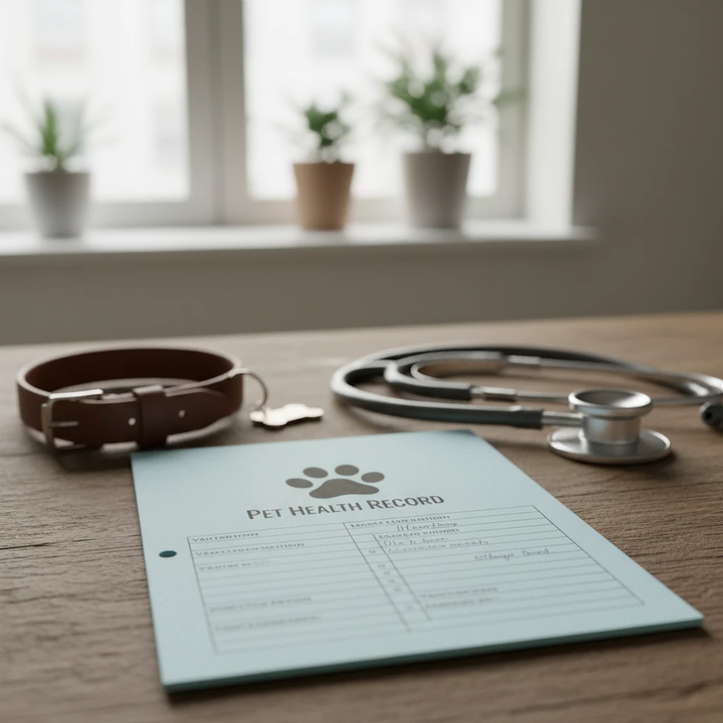 Veterinary vaccination booklet and stethoscope