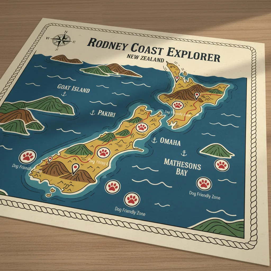 Map illustration of Rodney District beaches