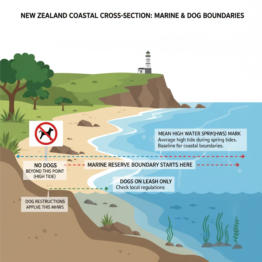 A map of a marine reserve boundary showing the high water mark