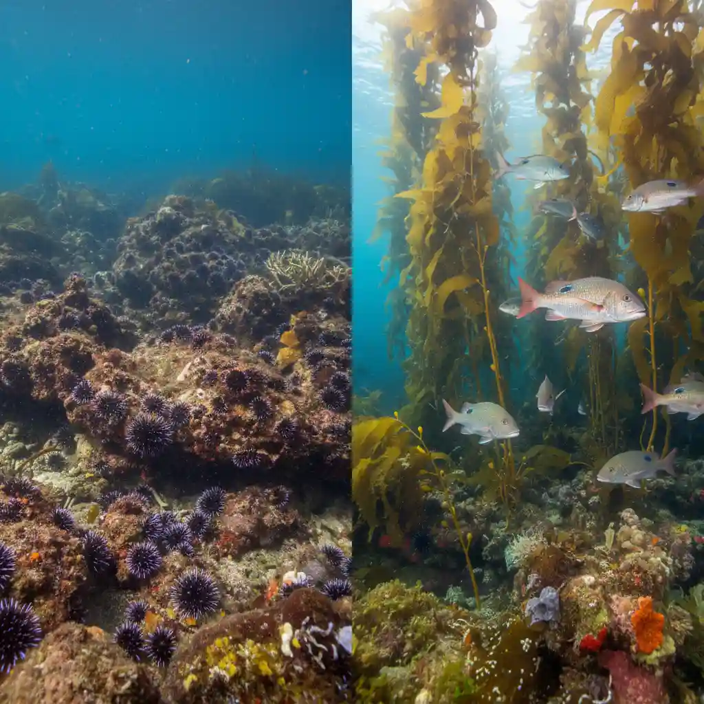 Comparison of Kina Barren vs Healthy Kelp Forest