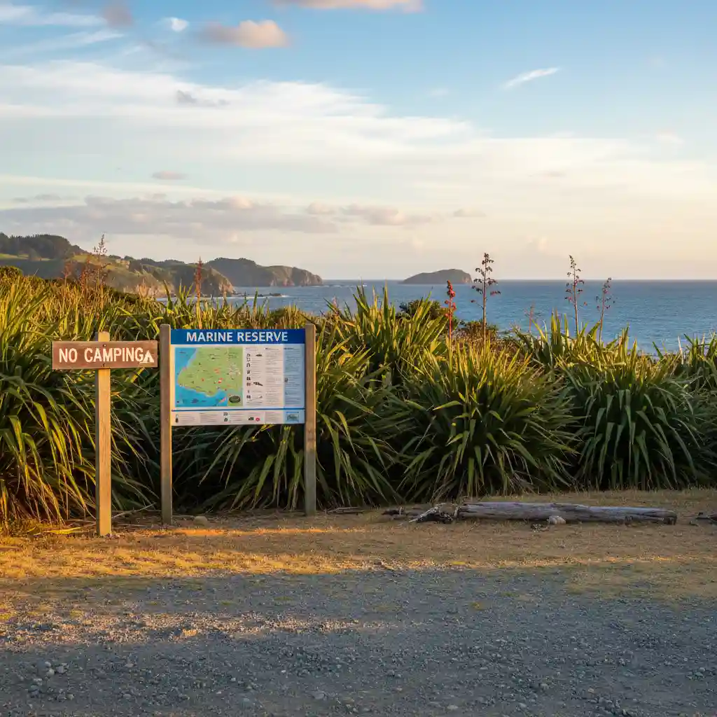 Signage regarding rules and regulations at Goat Island Marine Reserve
