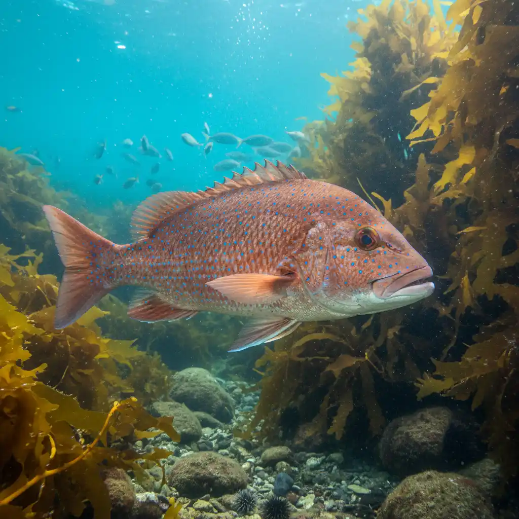 Large Snapper swimming in Tawharanui Marine Reserve