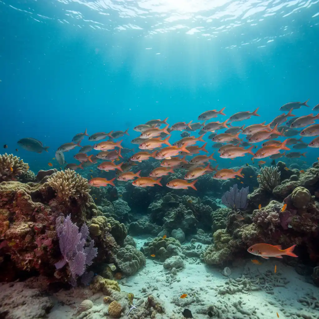Underwater visibility at Goat Island showing snapper and rocky reef
