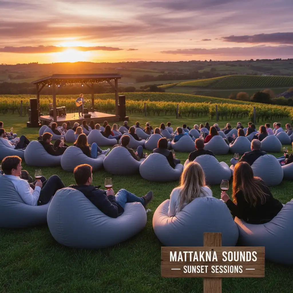 Sunset vineyard concert session in Matakana