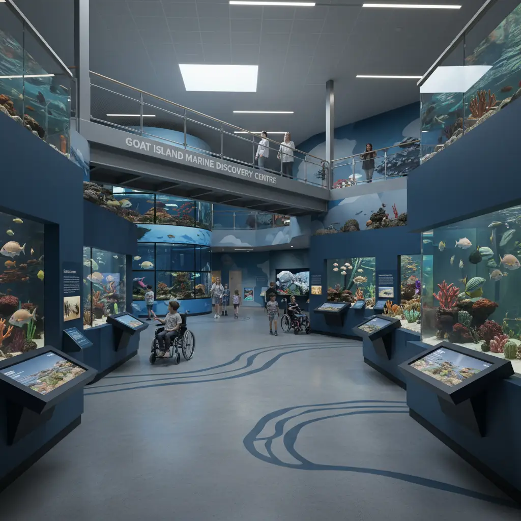 Interior of the Marine Discovery Centre with accessible exhibits