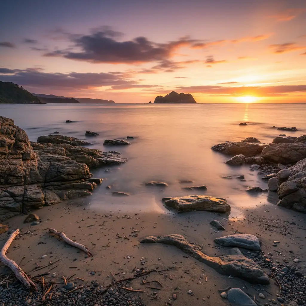 Scenic view of Goat Island beach during calm weather