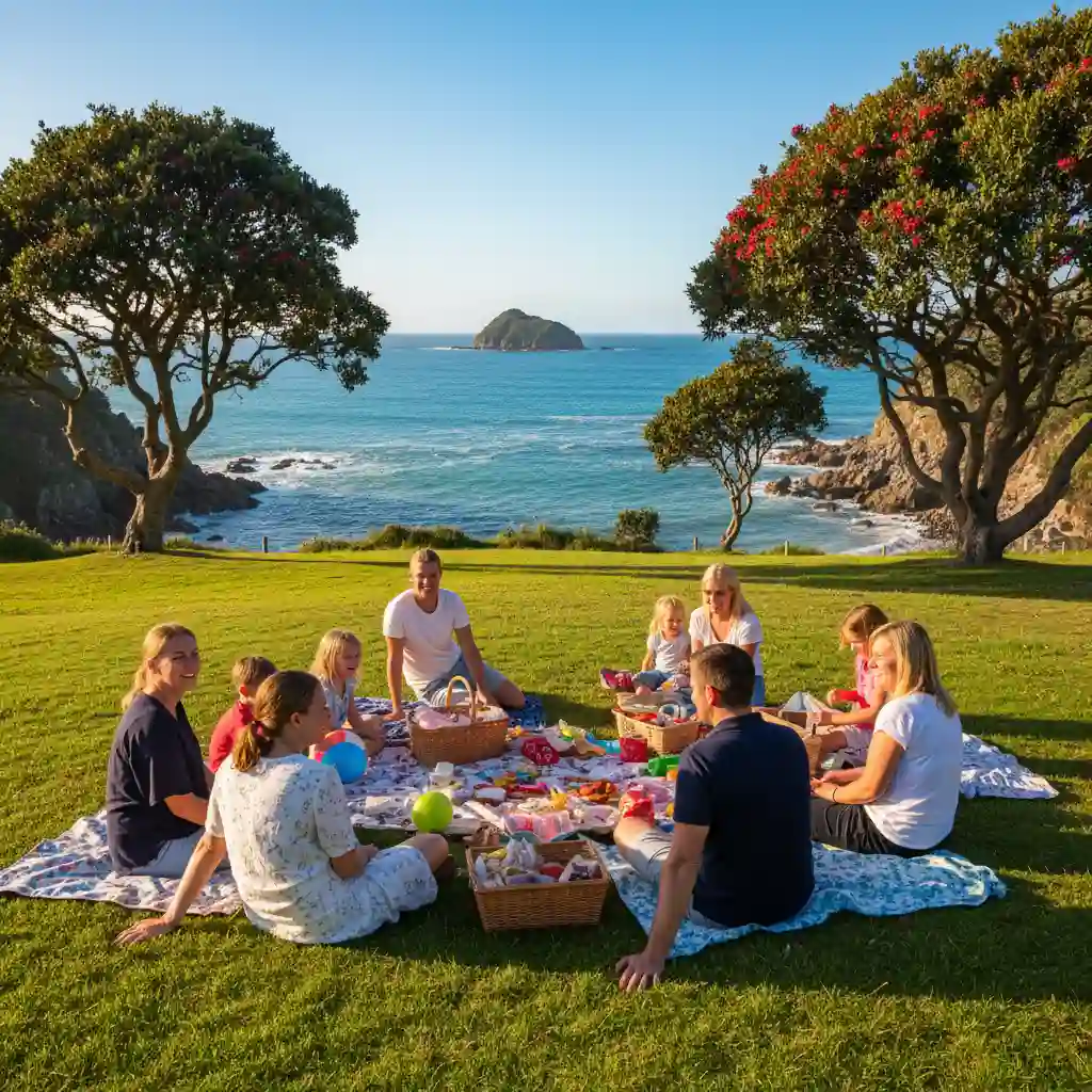 Picnic areas overlooking the ocean at Goat Island