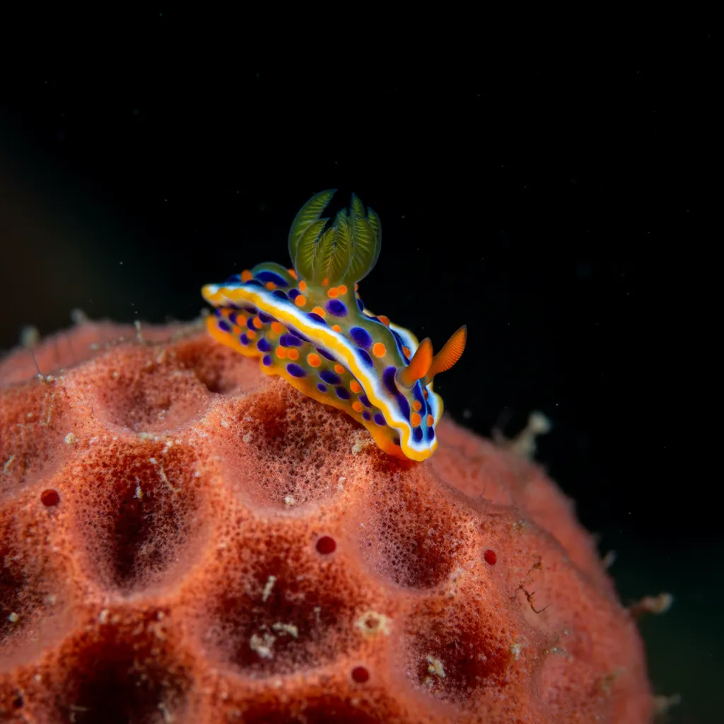 Macro photography of nudibranch in New Zealand marine reserve