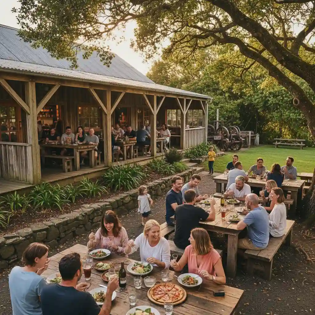 Dining at Leigh Sawmill Cafe near Daniels Reef