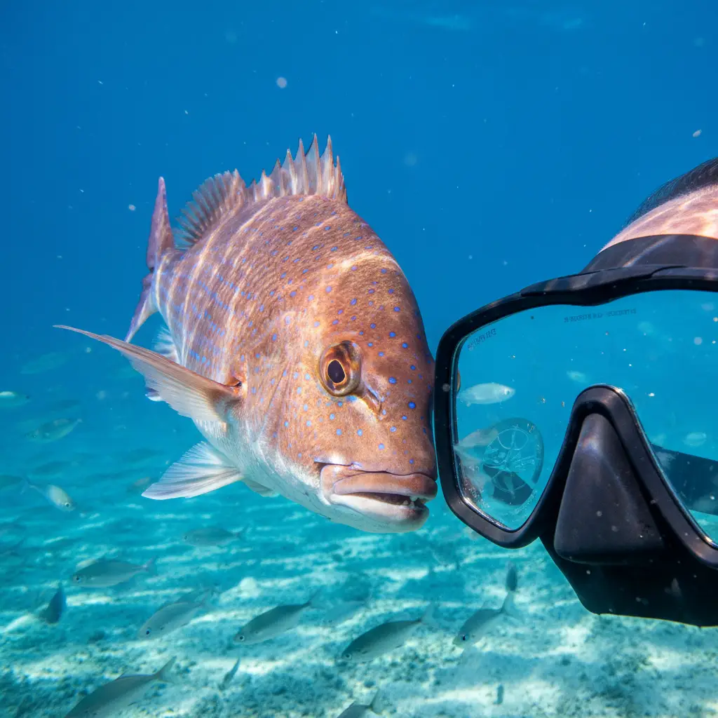 Close up encounter with Snapper at Goat Island