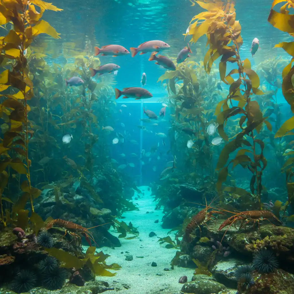 Underwater view of the Kelp Forest exhibit