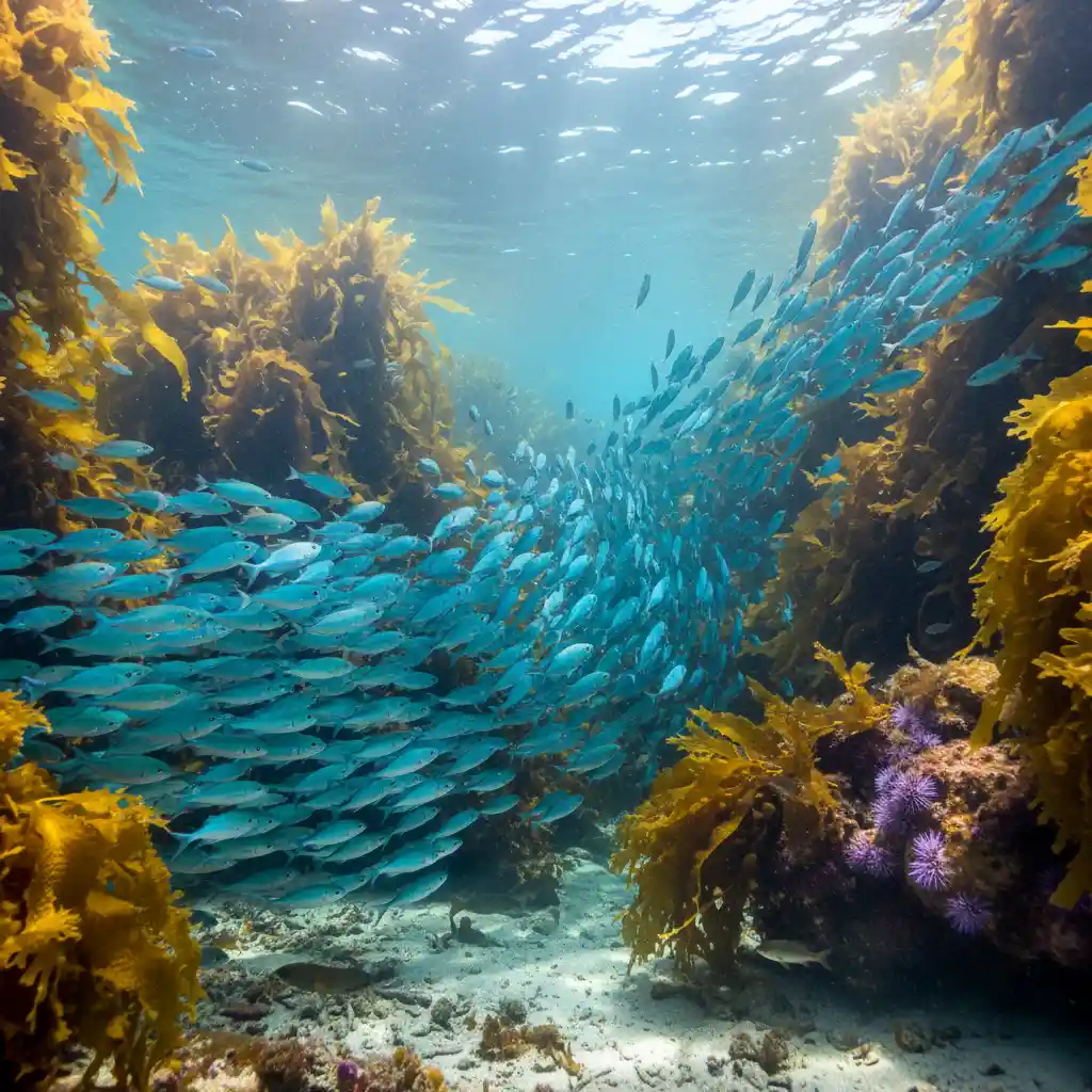Blue Maomao fish school in New Zealand