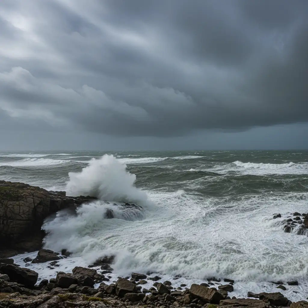 Poor visibility conditions with choppy waves