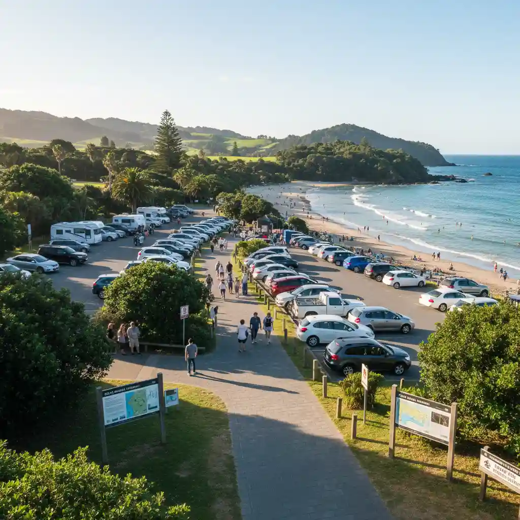 Walkway and parking area at Goat Island Marine Reserve